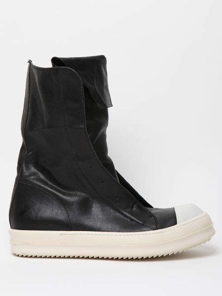 Rick Owens Mens Leather Ramones Boot in Black for Men | Lyst