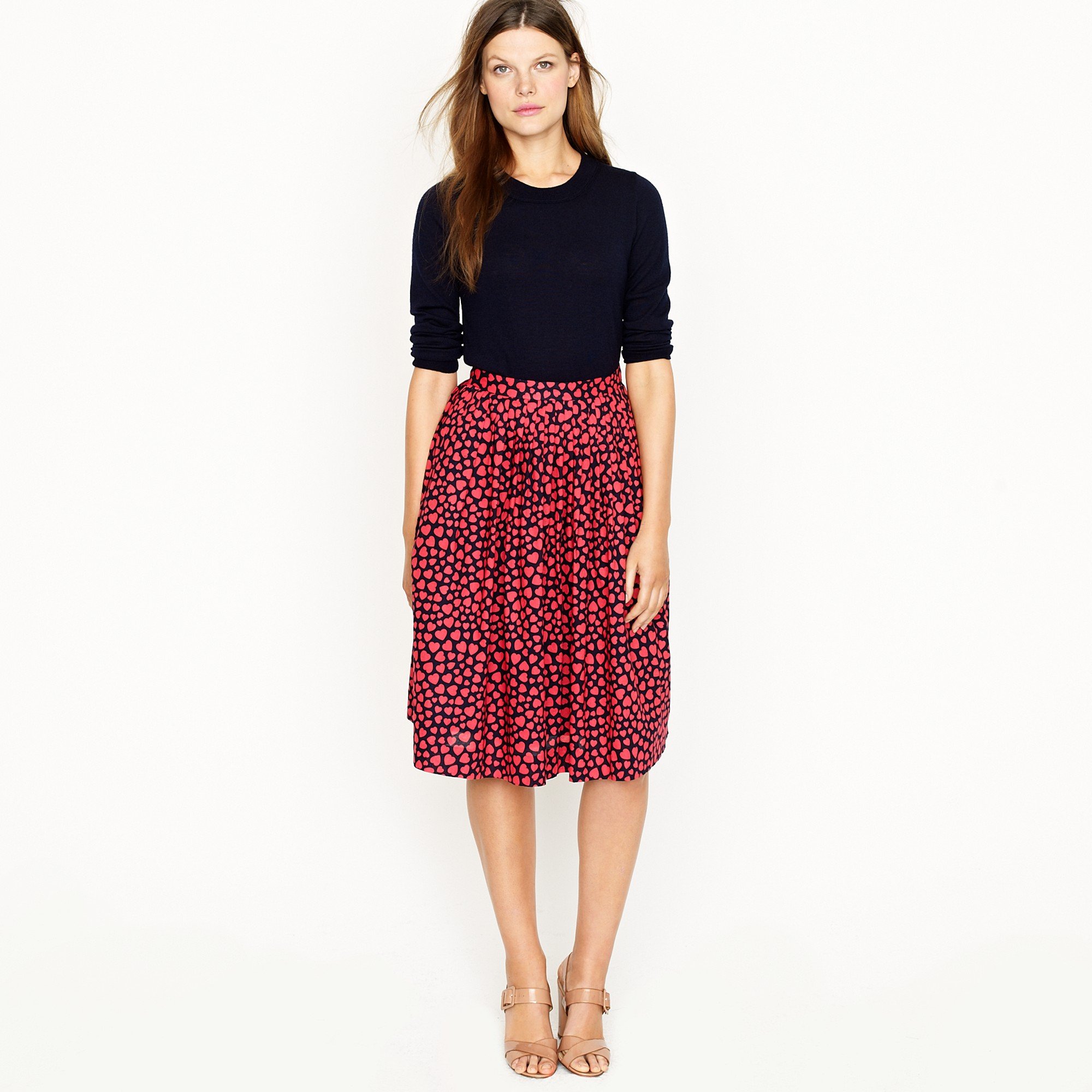 Jcrew Pleated Jardin Skirt In Heart Throb In Red Lyst 