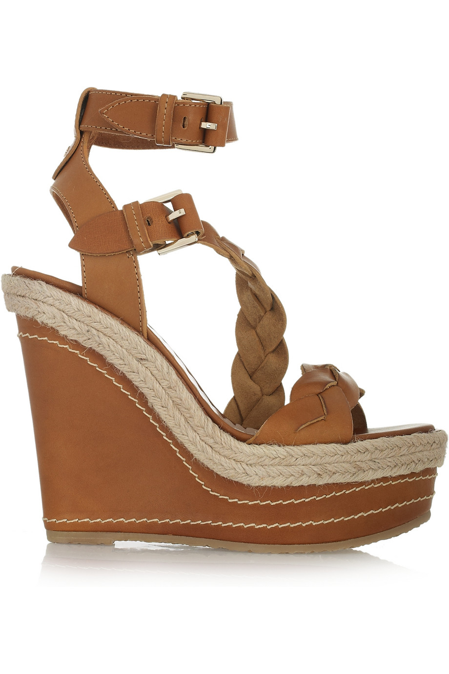 Mulberry Leather Wedge Sandals in Brown - Lyst