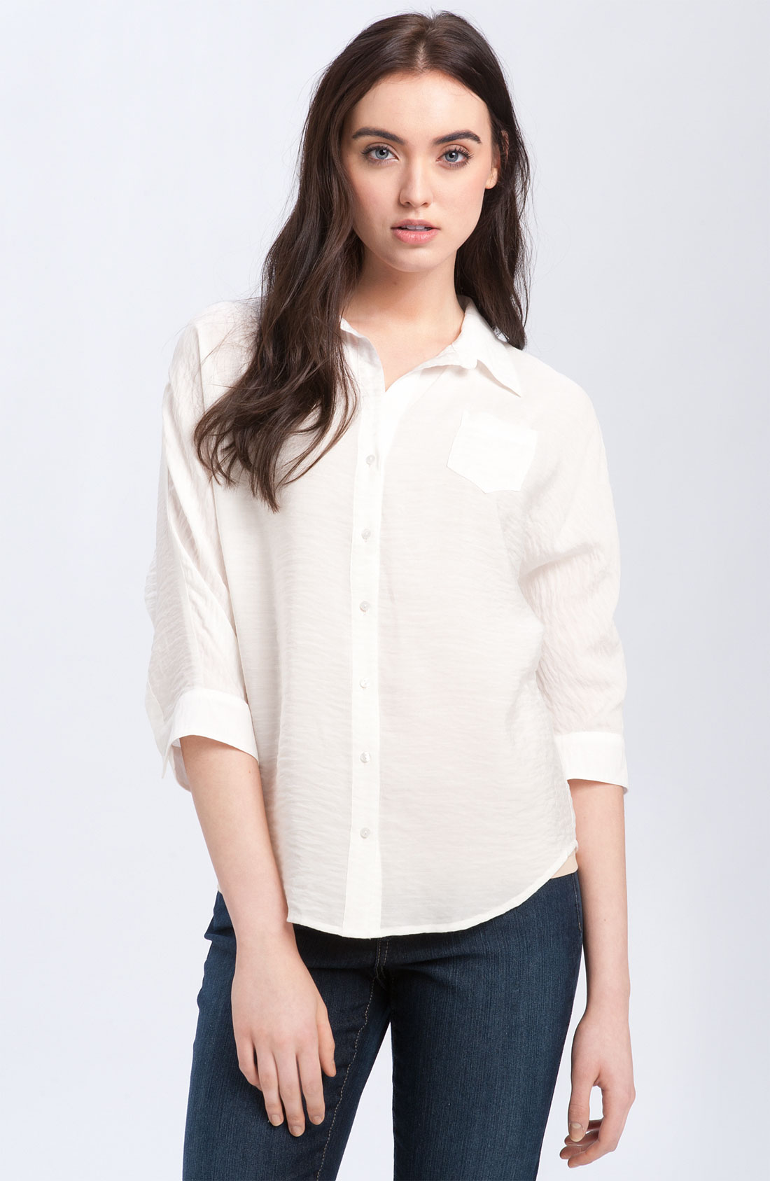 Sandra Ingrish Dolman Sleeve Crinkle Shirt in White | Lyst