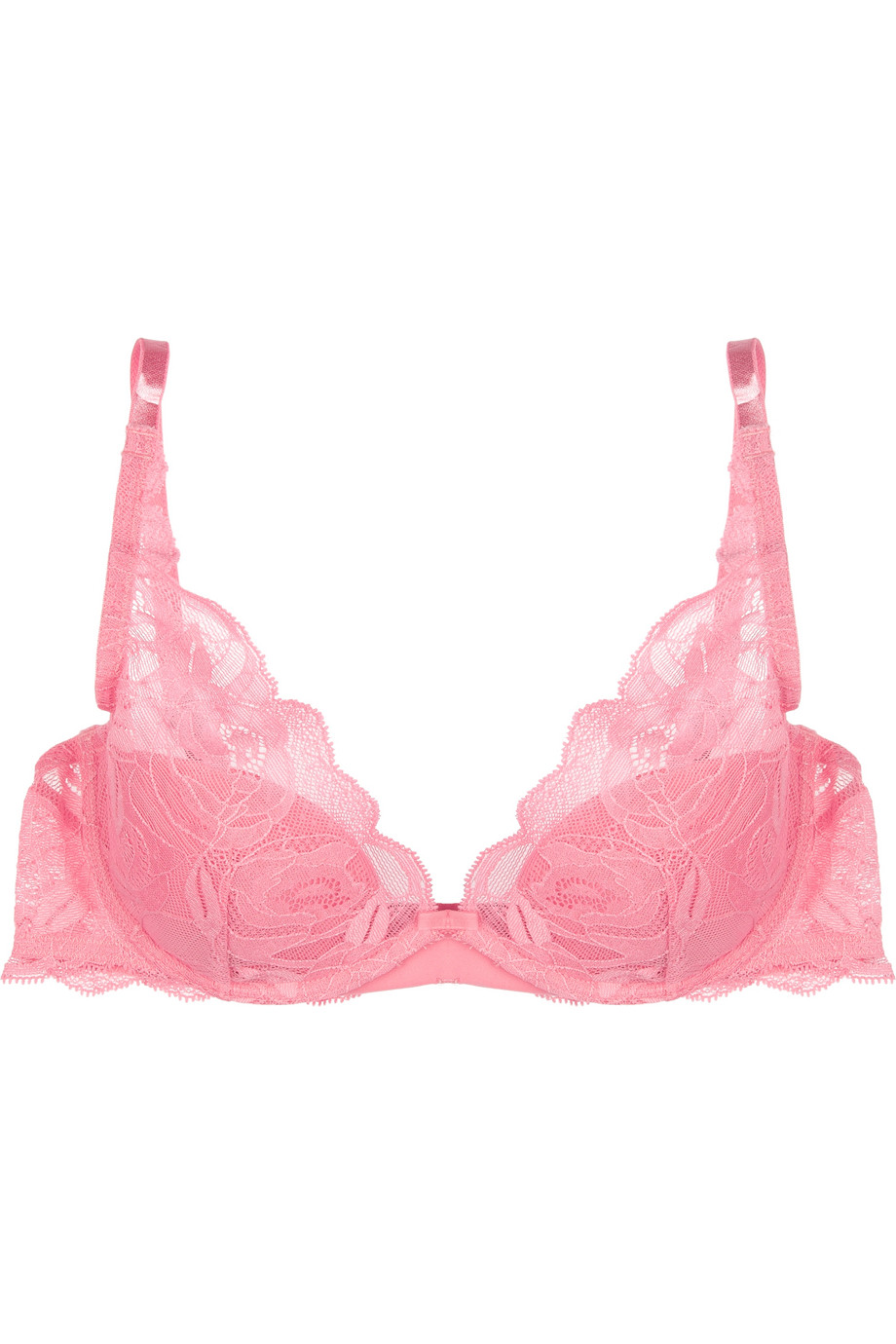 Calvin Klein Perfectly Fit Stretch-Lace Underwired Plunge Bra in Pink ...