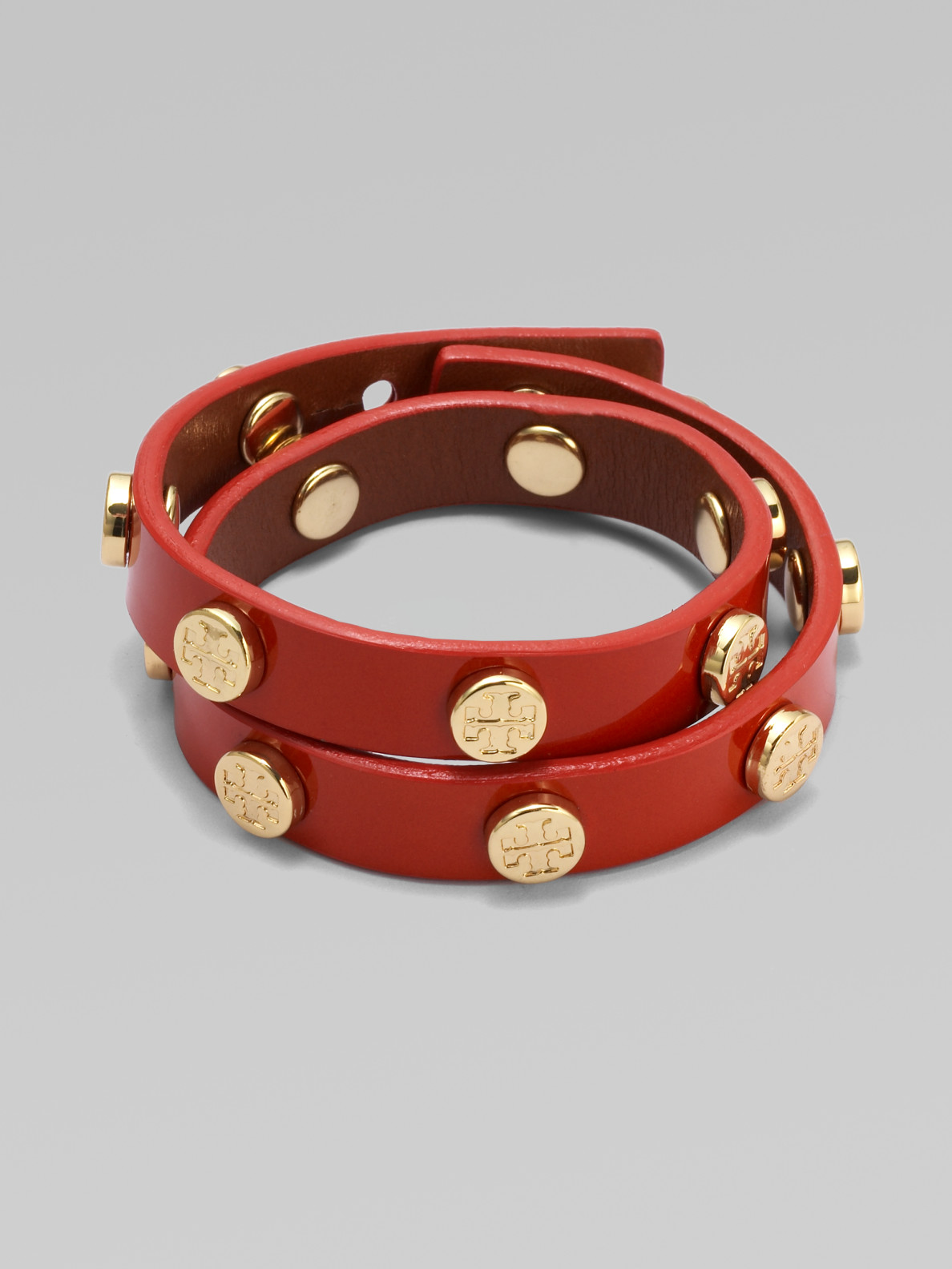 Lyst Tory Burch Patent Leather Wrap Bracelet In Red Gallery