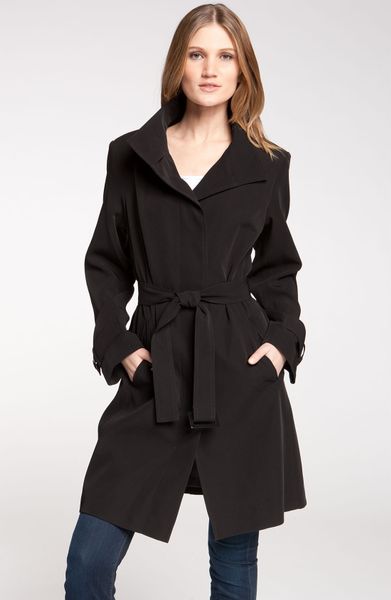 Gallery Single Breasted Trench Coat in Black | Lyst