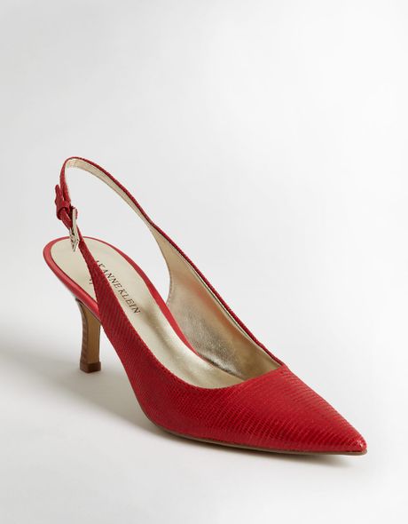 Ak Anne Klein Harquin Slingback Pumps in Red (red lizard) | Lyst