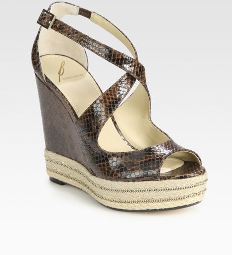 B Brian Atwood Dekoda Snake-print Leather Espadrille Wedge Sandals in ...