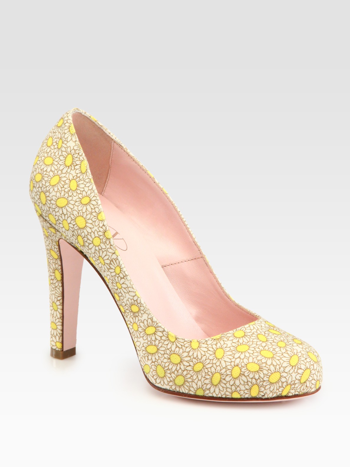 Lyst Red valentino Daisyprint Canvas Pumps in Metallic