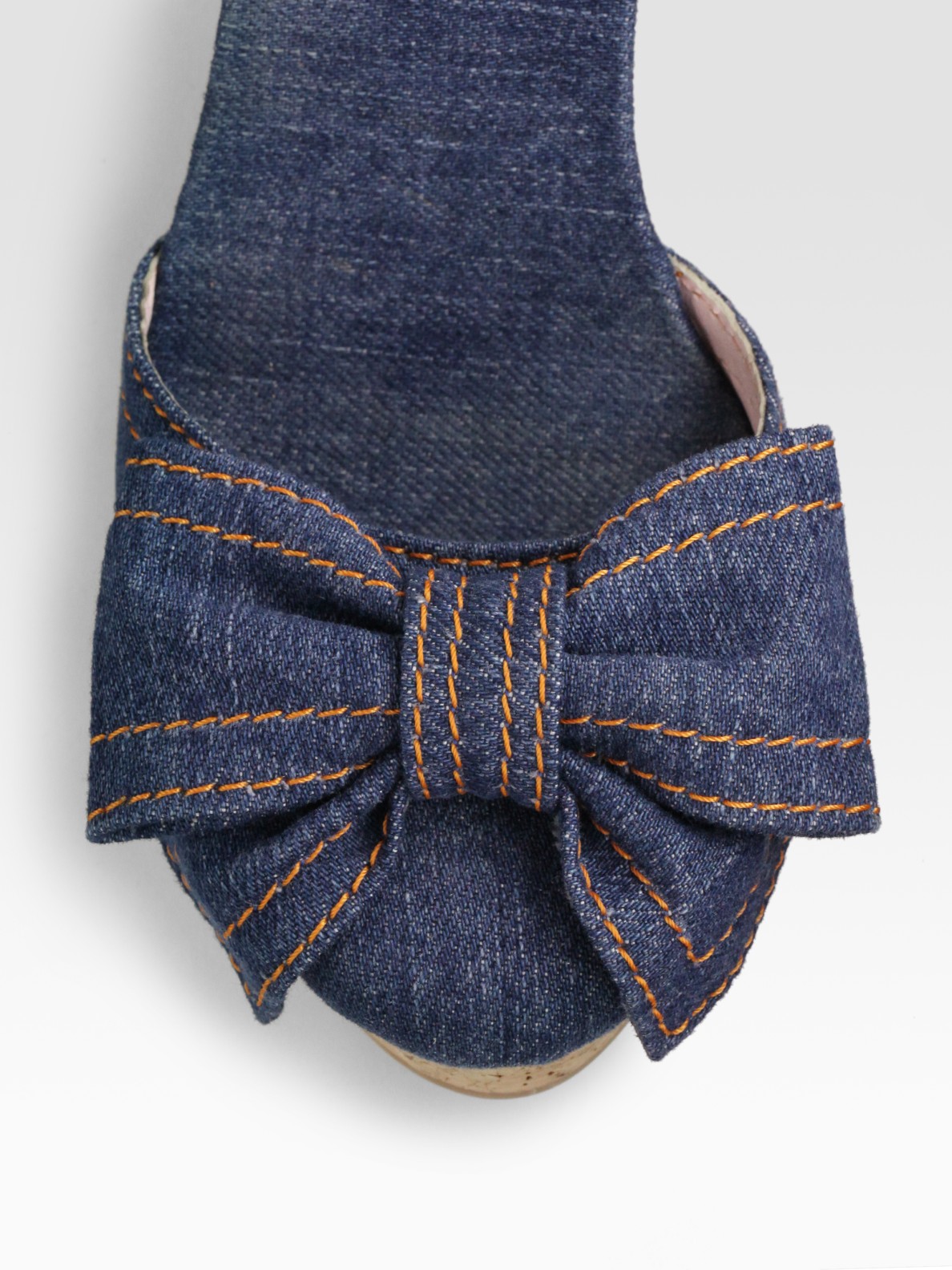 denim bow sandals