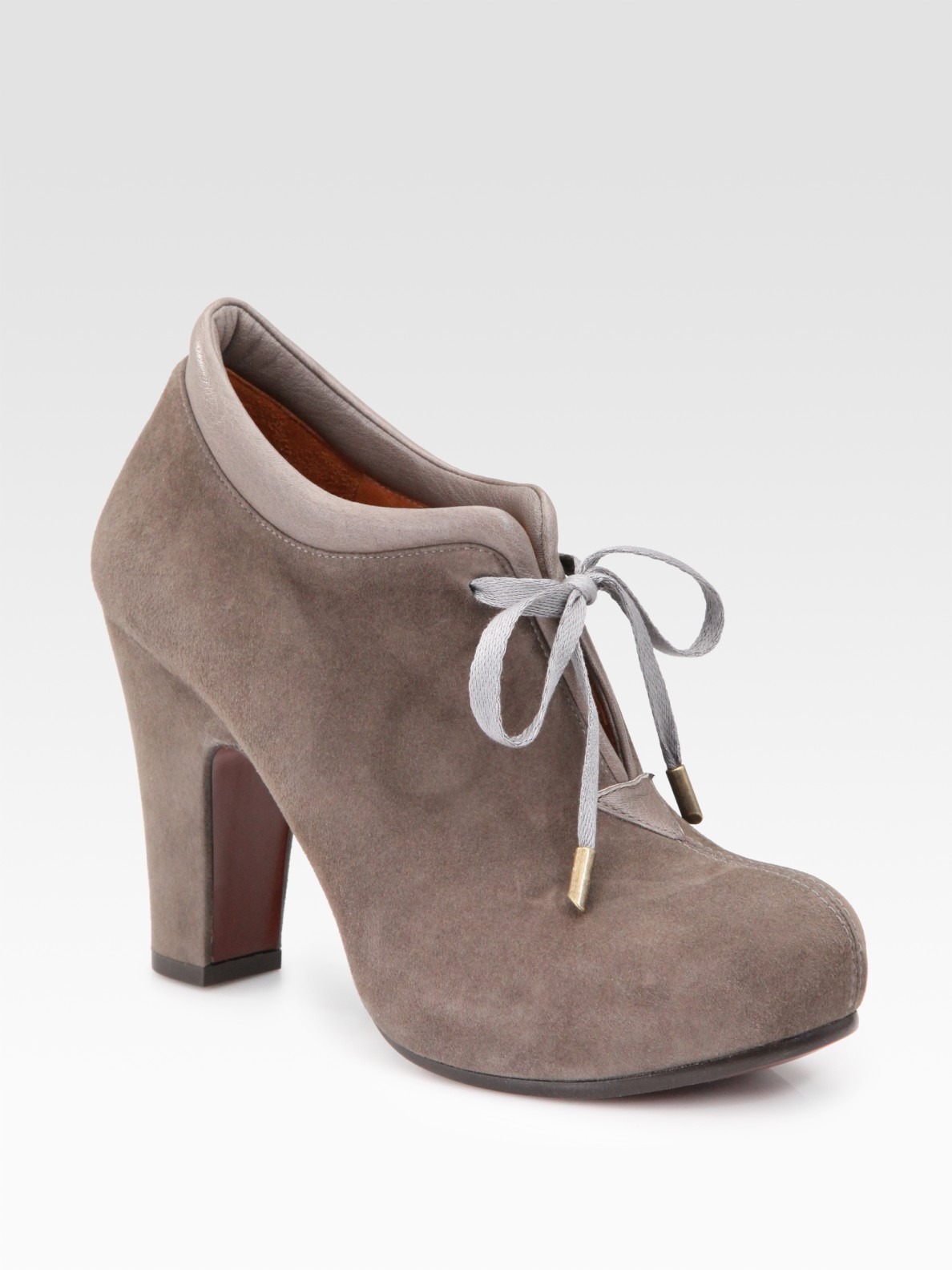 Chie Mihara Olga Suede Lace-up Ankle Boots in Brown (taupe) | Lyst
