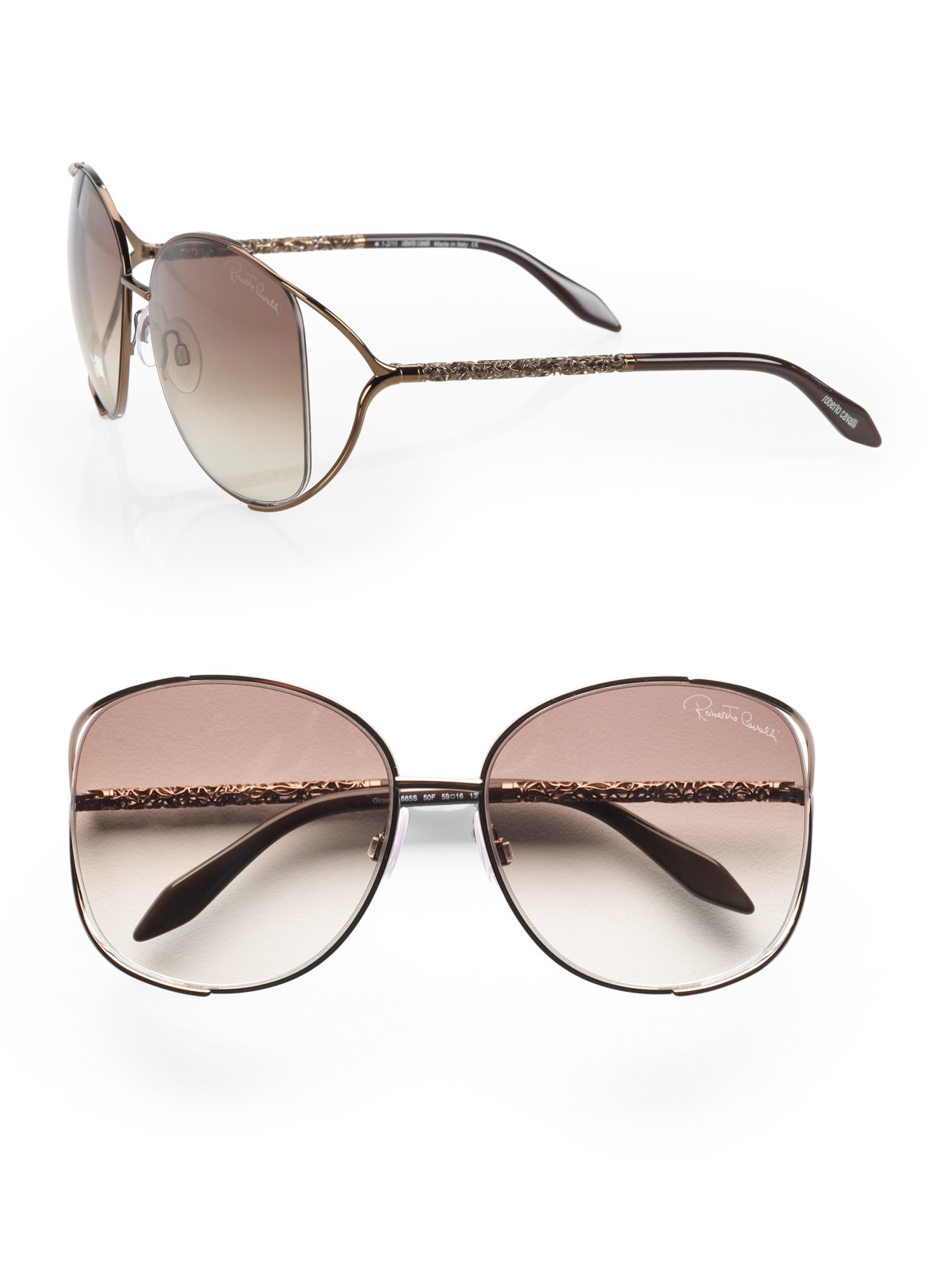Lyst - Roberto Cavalli Girasole Square Metal Sunglasses/brown in Brown