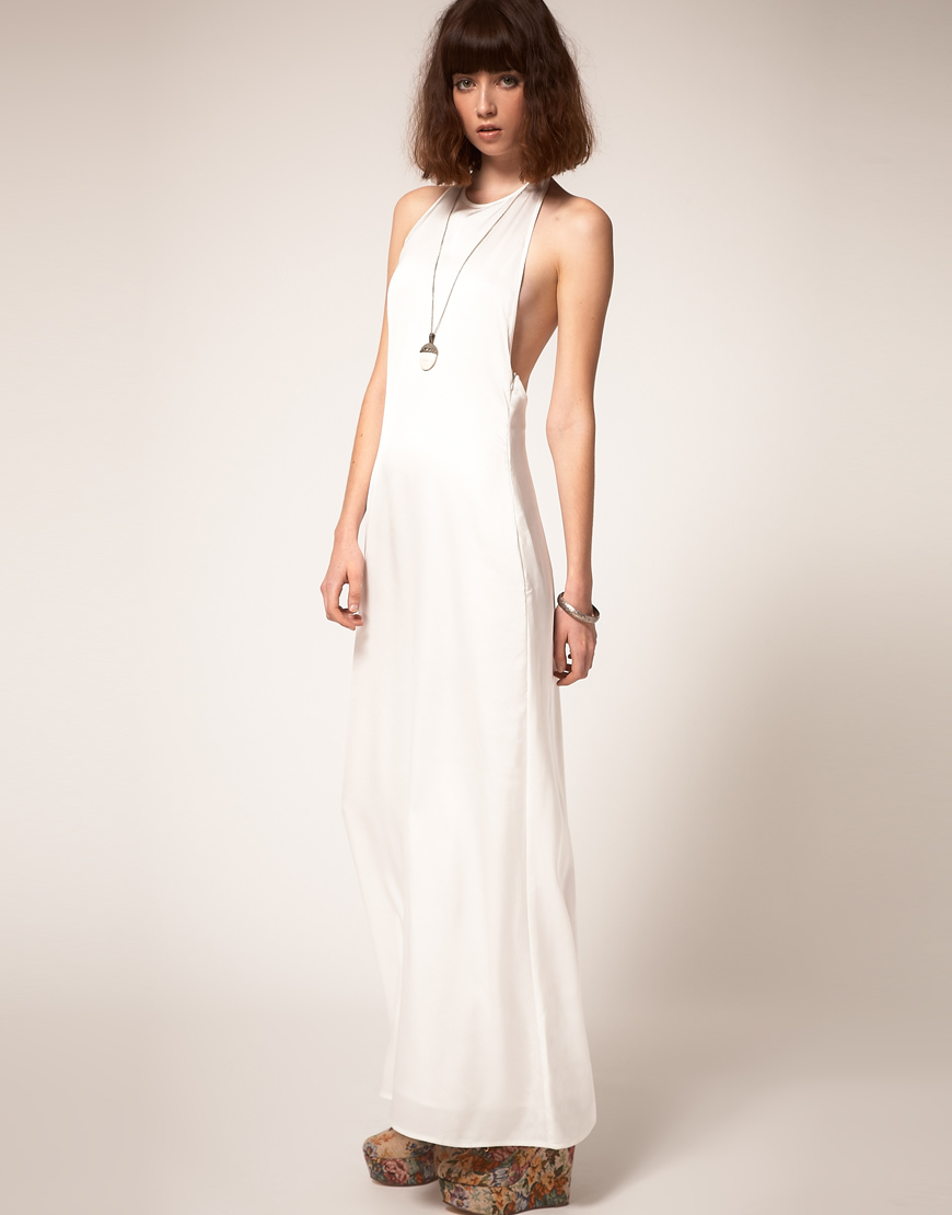 Lyst - Stylestalker Minimal High Neck Maxi Dress in White