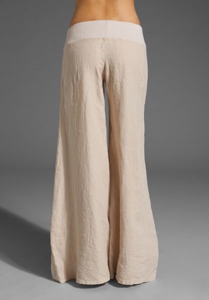 Enza Costa Linen Wide Leg Pant in Beige (flax) | Lyst