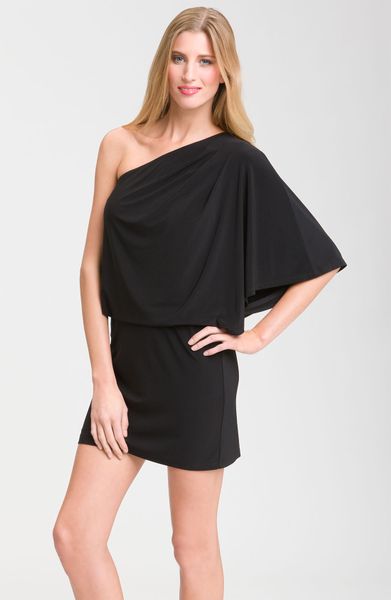 Jessica Simpson One Shoulder Jersey Mini Dress in Black | Lyst