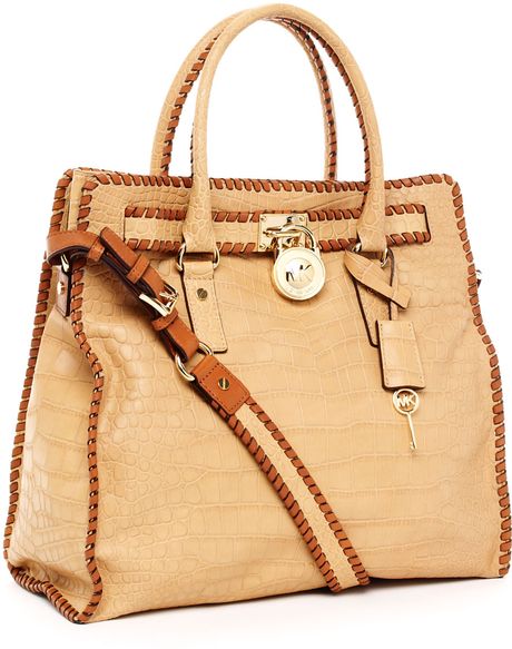 Michael Michael Kors Hamilton Large Whipped North South Tote in Beige ...