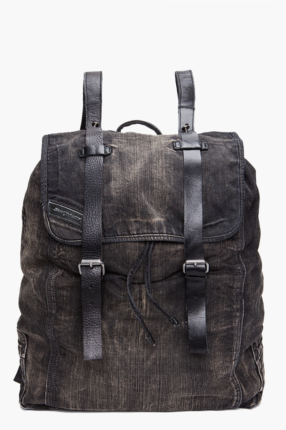 Lyst Diesel Black Flap Backpack in Black for Men