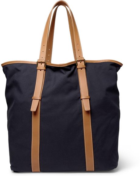 Paul Smith Kenver Leather-trimmed Canvas Tote Bag in Blue for Men | Lyst