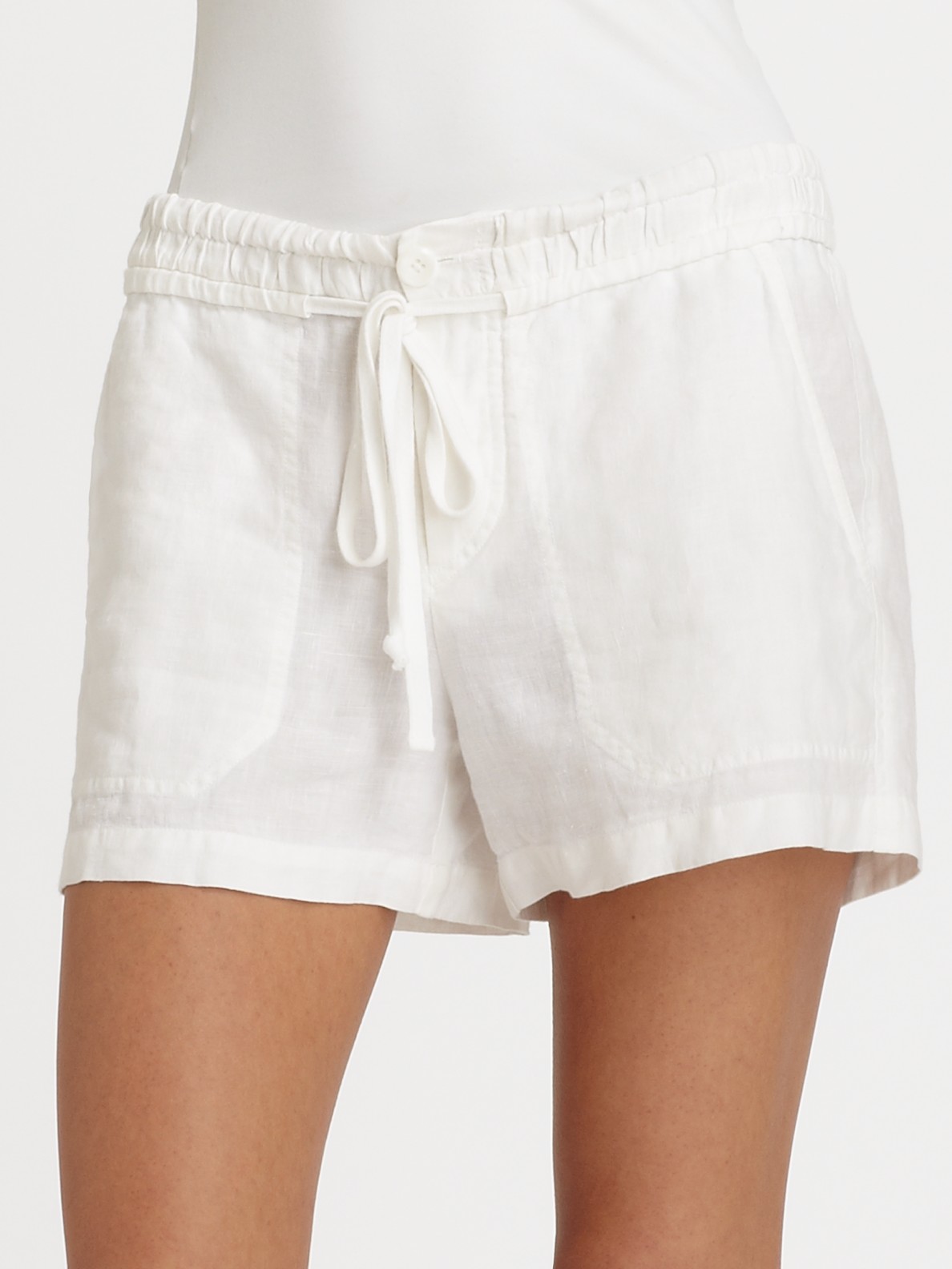 Lyst Vince Linen Drawstring Shorts In White