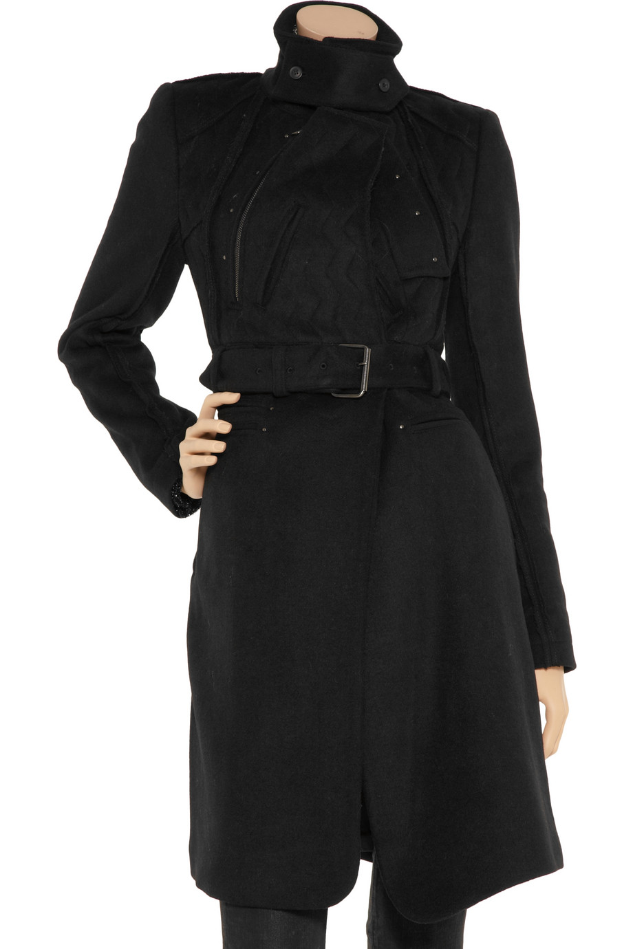 Edun Textured Wool-blend Trench Coat in Black | Lyst