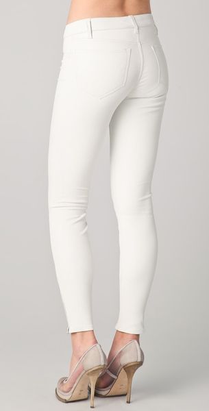 J Brand Super Skinny Leather Pants in White | Lyst