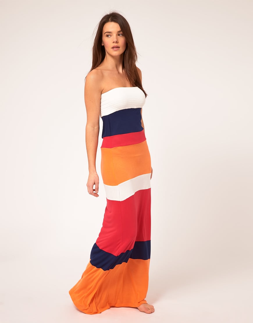 Lyst River  Island  Colour Block Bandeau Jersey Maxi Dress  