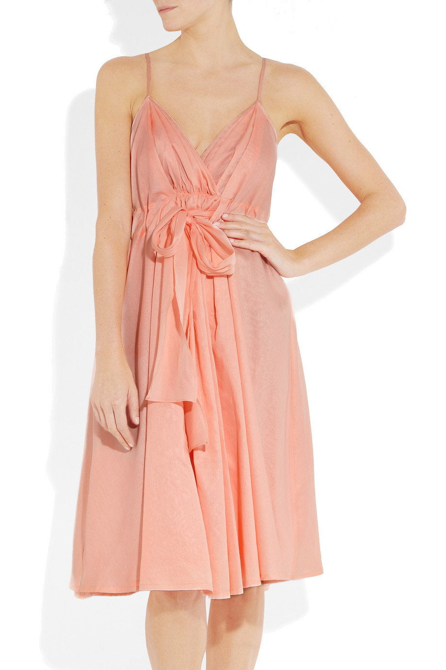 Jil sander Zenith Bow-front Cotton-organdy Dress in Pink | Lyst