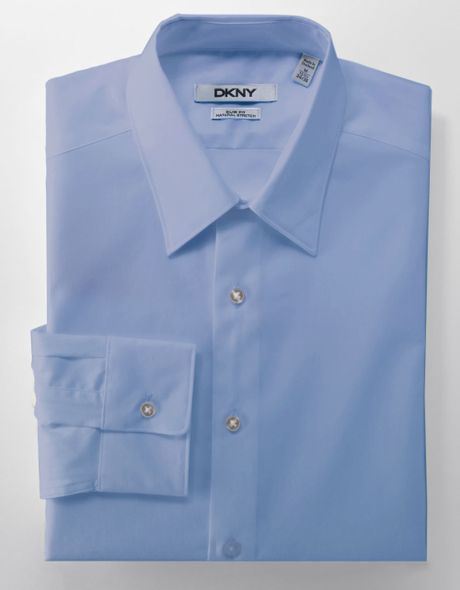 Dkny Slim-fit White Dress Shirt in Blue for Men | Lyst