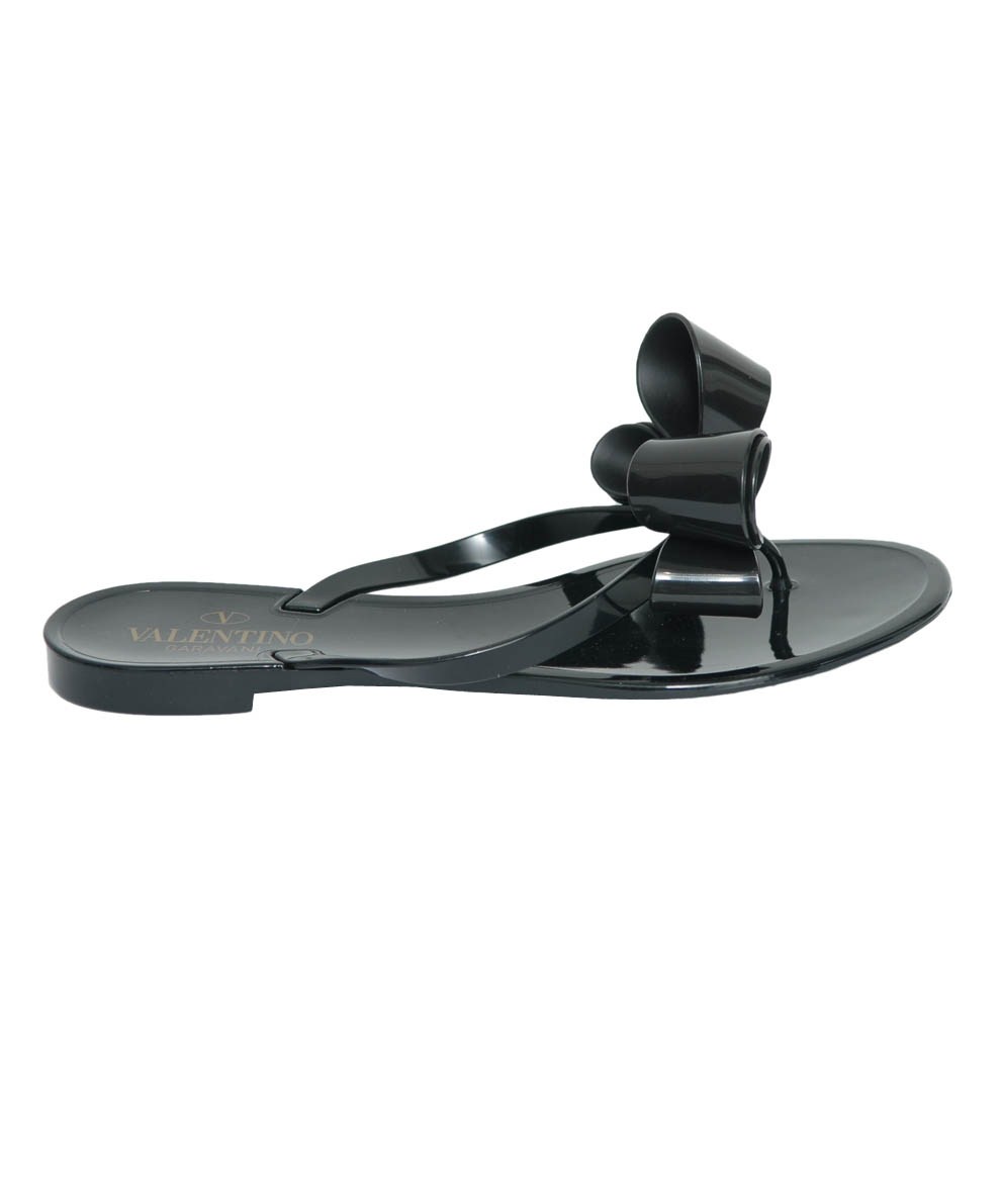 Valentino Rubber Flip Flop with Bow in Black | Lyst