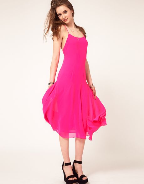 Asos Collection Asos Backless Slip Dress in Pink (brightpink) | Lyst