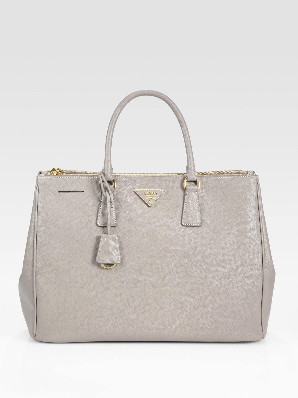 Lyst Prada Saffiano Lux Doublezip Tote Bag in Gray