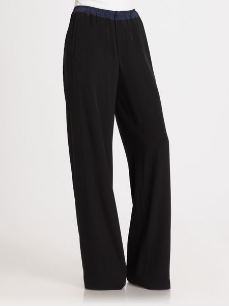 Vince Silk Pajama Pants in Black (grey) | Lyst