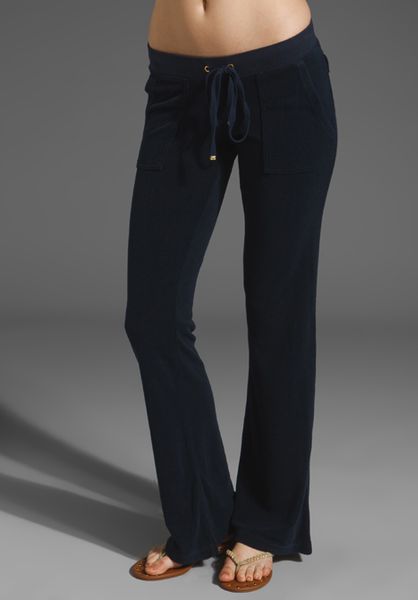 Juicy Couture Terry Bootcut Pants with Snap Pockets in Blue (regal) | Lyst