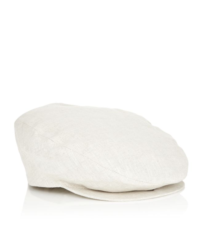 Borsalino Linen Flat Cap in White for Men | Lyst