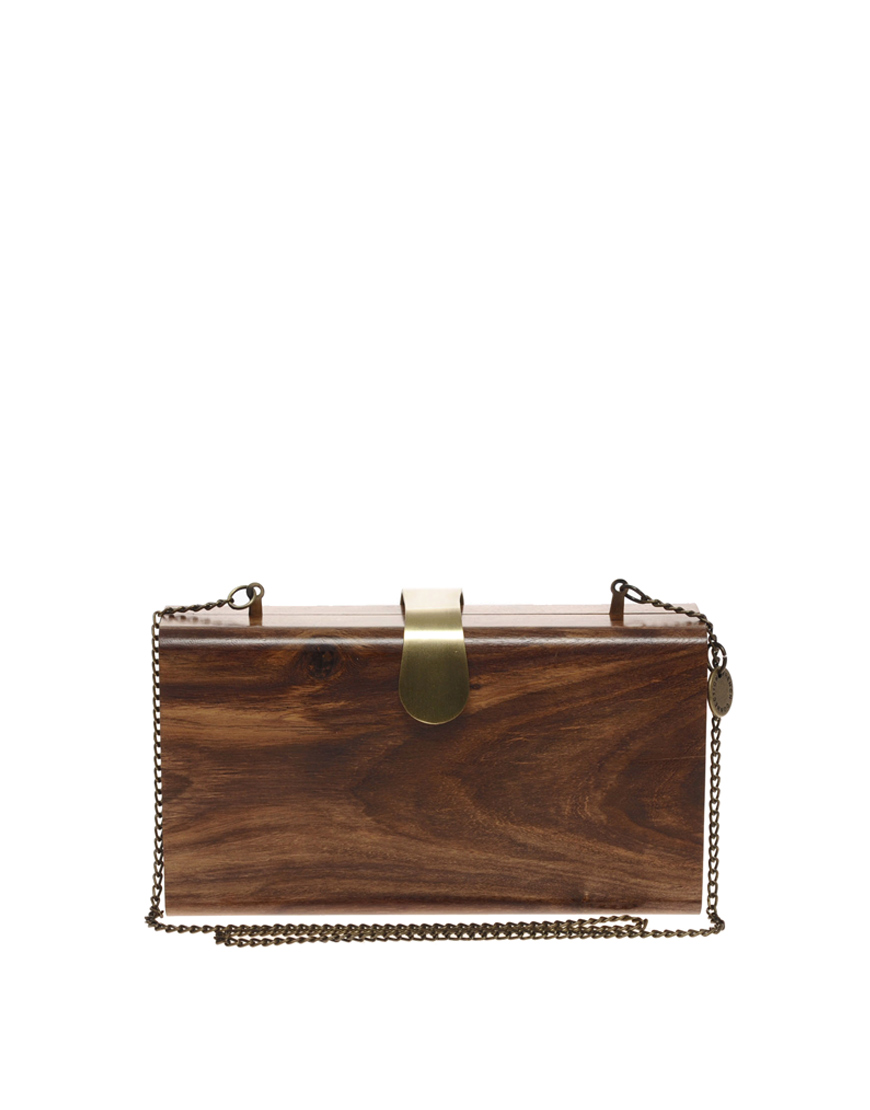 French connection Wonder Wood Clutch Bag in Brown Lyst