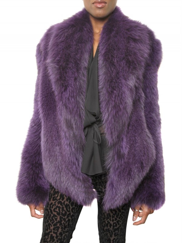 Lyst - Kevork kiledjian Fox Fur Coat in Purple