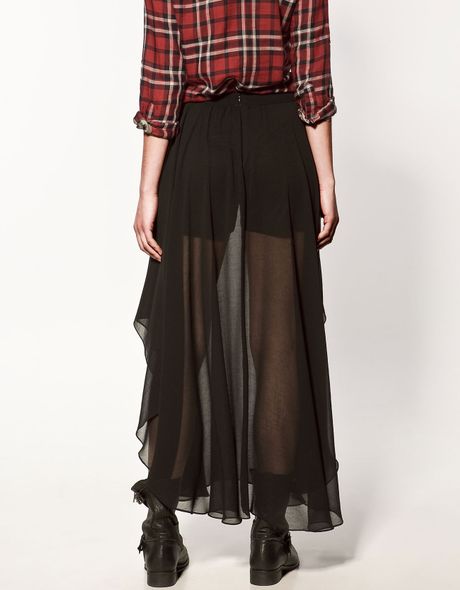 Zara Skirt with Asymmetric Splits in Black | Lyst