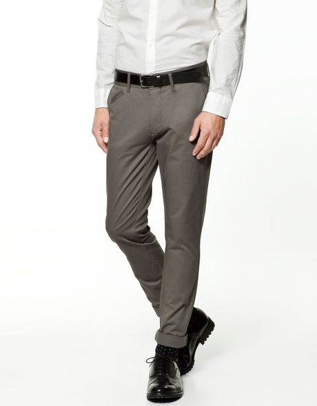 Zara Slim Comfort Chinos in Gray for Men (grey) | Lyst