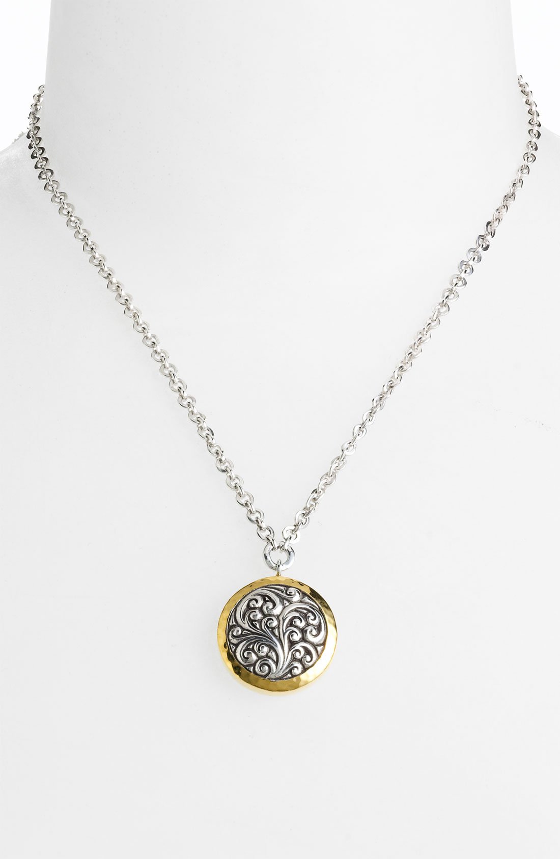 Lois Hill Repousse 2-tone Circle Pendant Necklace in Silver (silver ...