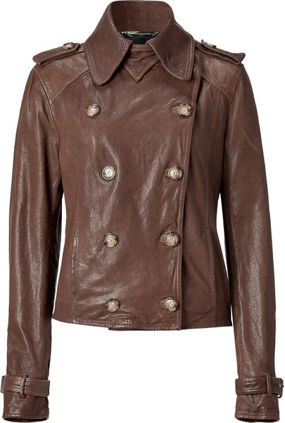 D&g Brown Double Breasted Vintage Leather Jacket in Brown | Lyst