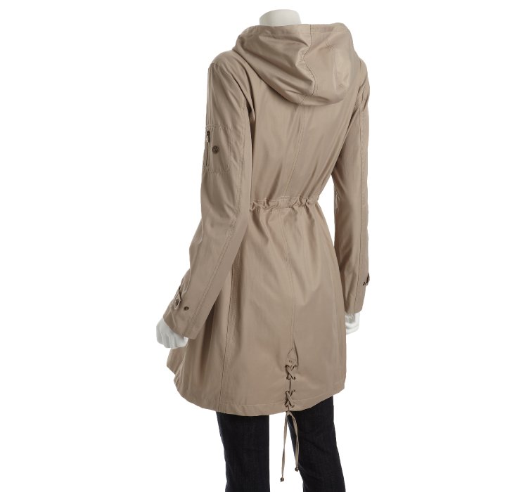 Lyst Laundry By Shelli Segal Khaki Cotton Blend Snap Front Hooded