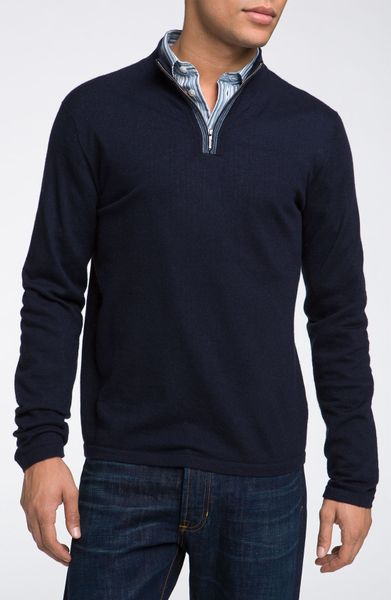 Armani Quarter Zip Cashmere Sweater in Blue for Men (navy) | Lyst