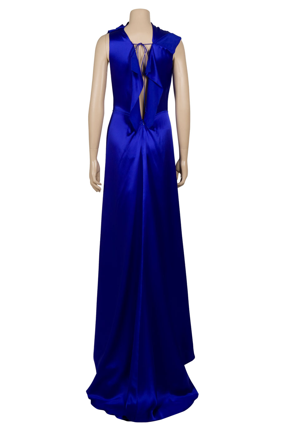high neck backless gown