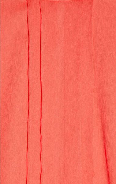 J.crew Pleated Silk-Chiffon Blouse in Pink (coral) | Lyst