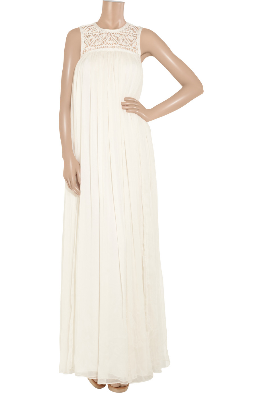Adam lippes Crocheted Lace and Silk-chiffon Maxi Dress in White | Lyst