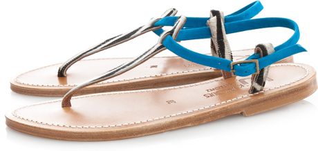K. Jacques Zebra Contrast Sandals in Blue (turquoise) | Lyst