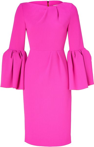 Roksanda Hot Pink Crepe Wool Dress with Large Bell Cuffs in Pink | Lyst