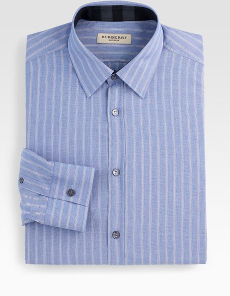 Burberry Pinstripe Dress Shirt in Blue for Men | Lyst