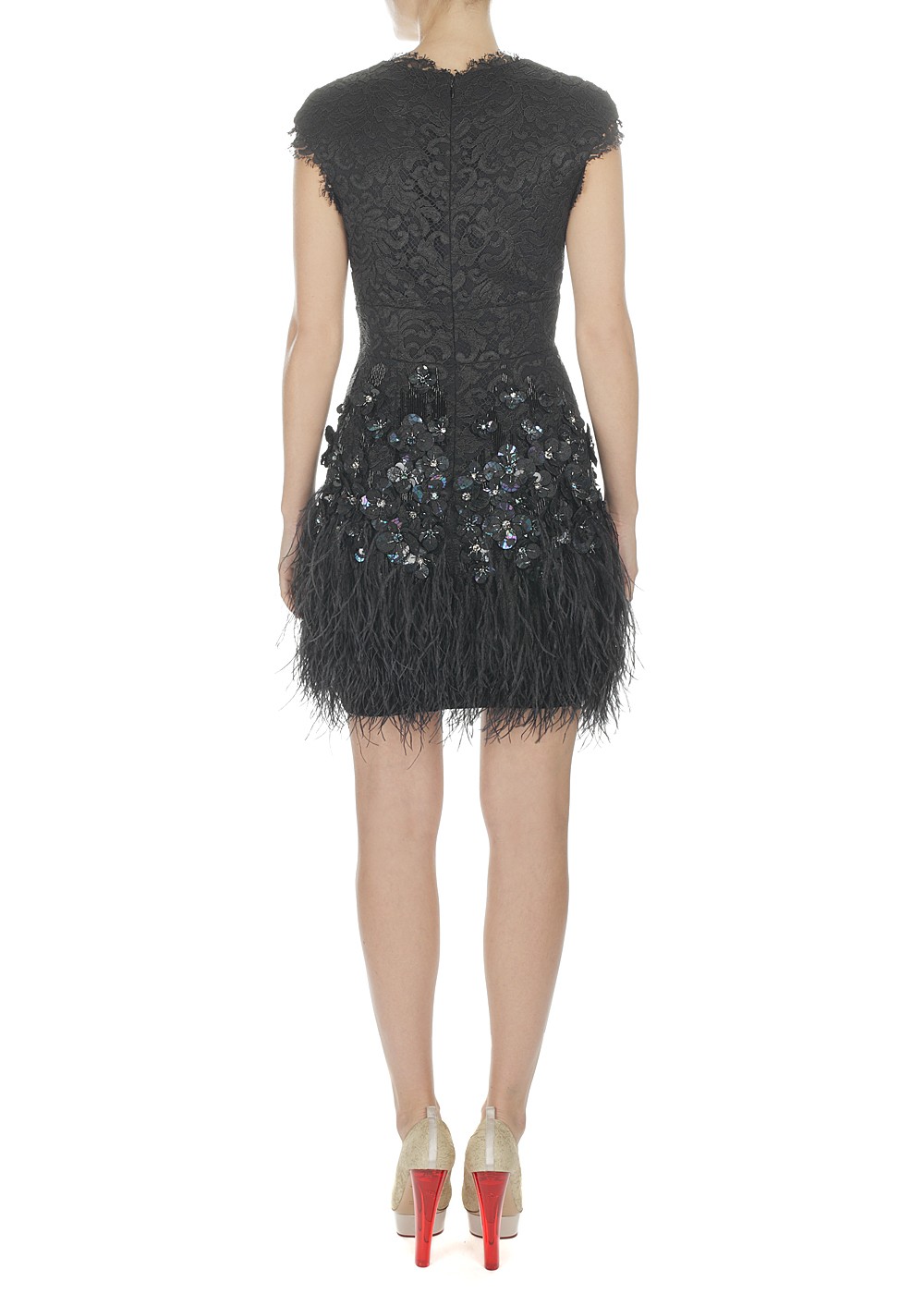 Matthew williamson Lacquer Lace Feathered Dress in Black | Lyst