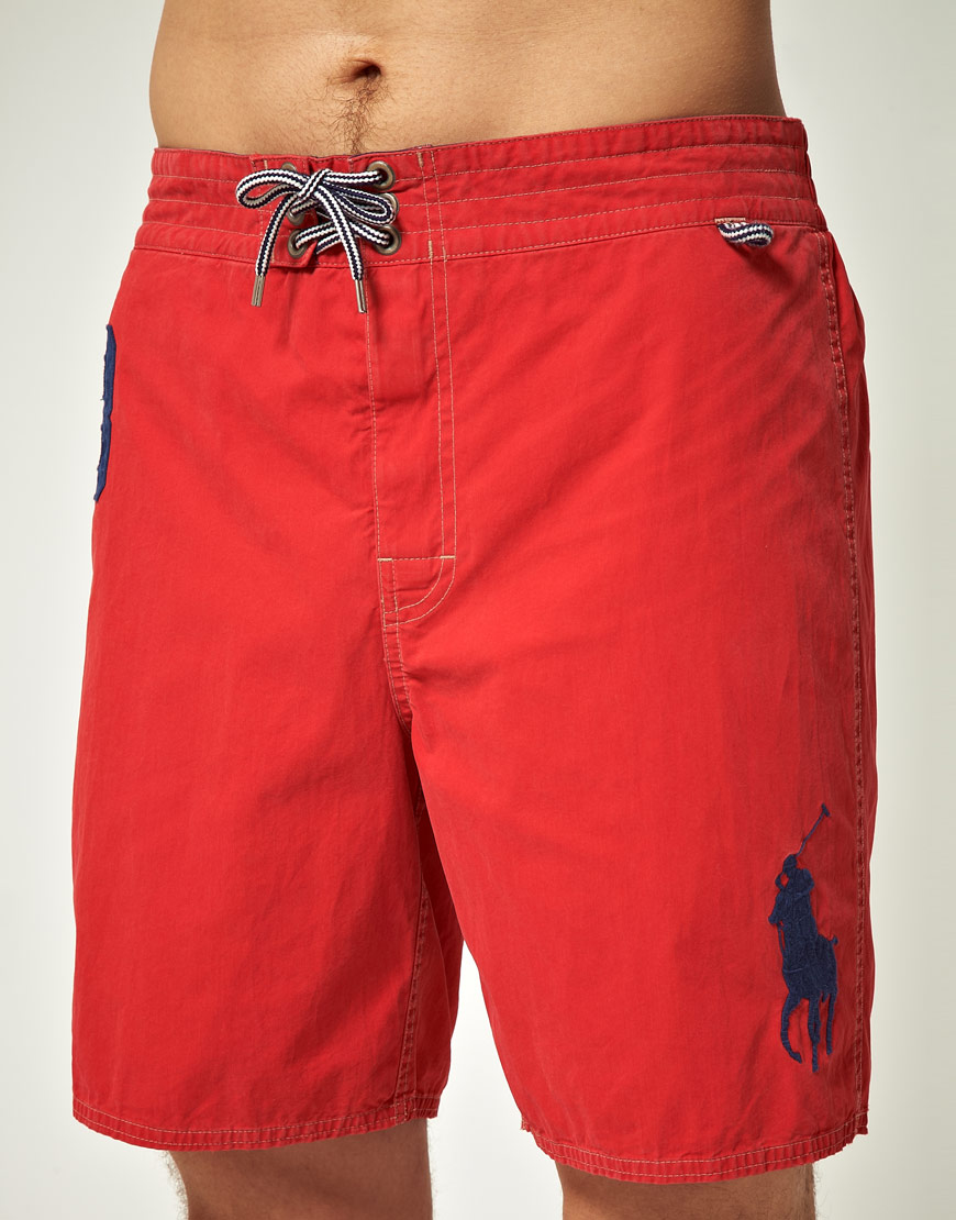 Polo Ralph Lauren Large Polo Player Swim Shorts in Red for Men | Lyst