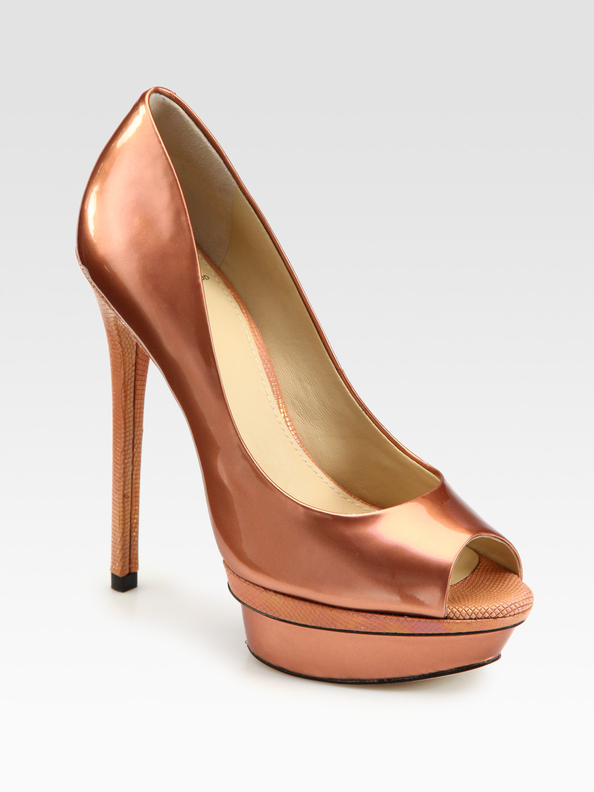B brian atwood Florencia Patent Leather Peep Toe Platform Pumps in ...
