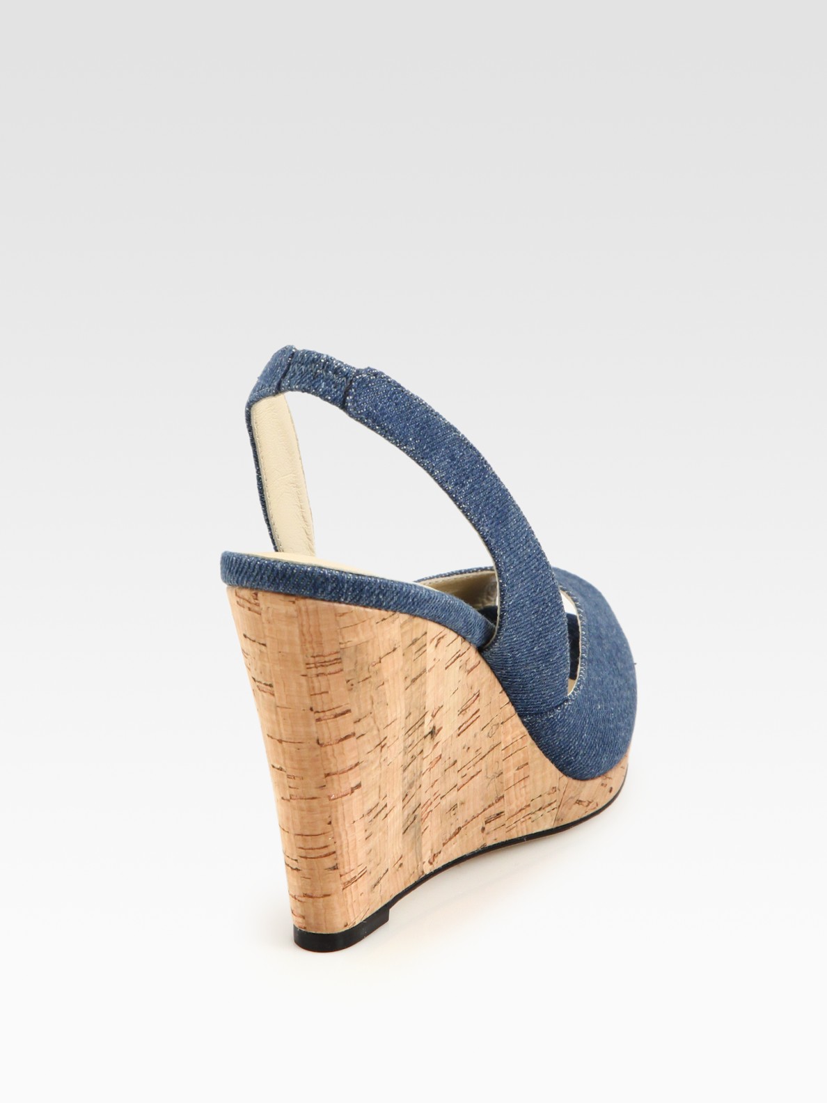 denim cork wedge sandals