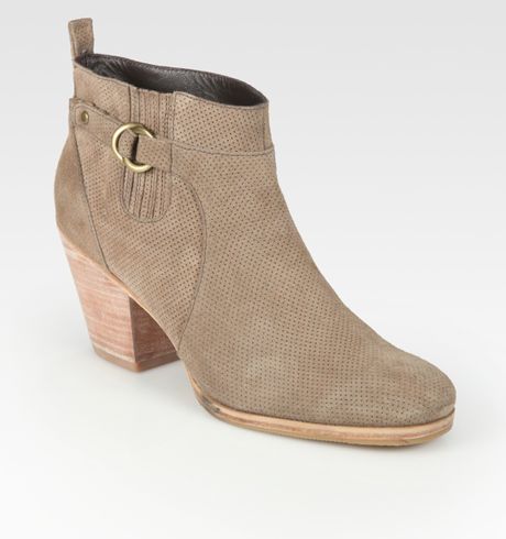 Rachel Comey Perforated Suede Ankle Boots in Beige (sand) | Lyst